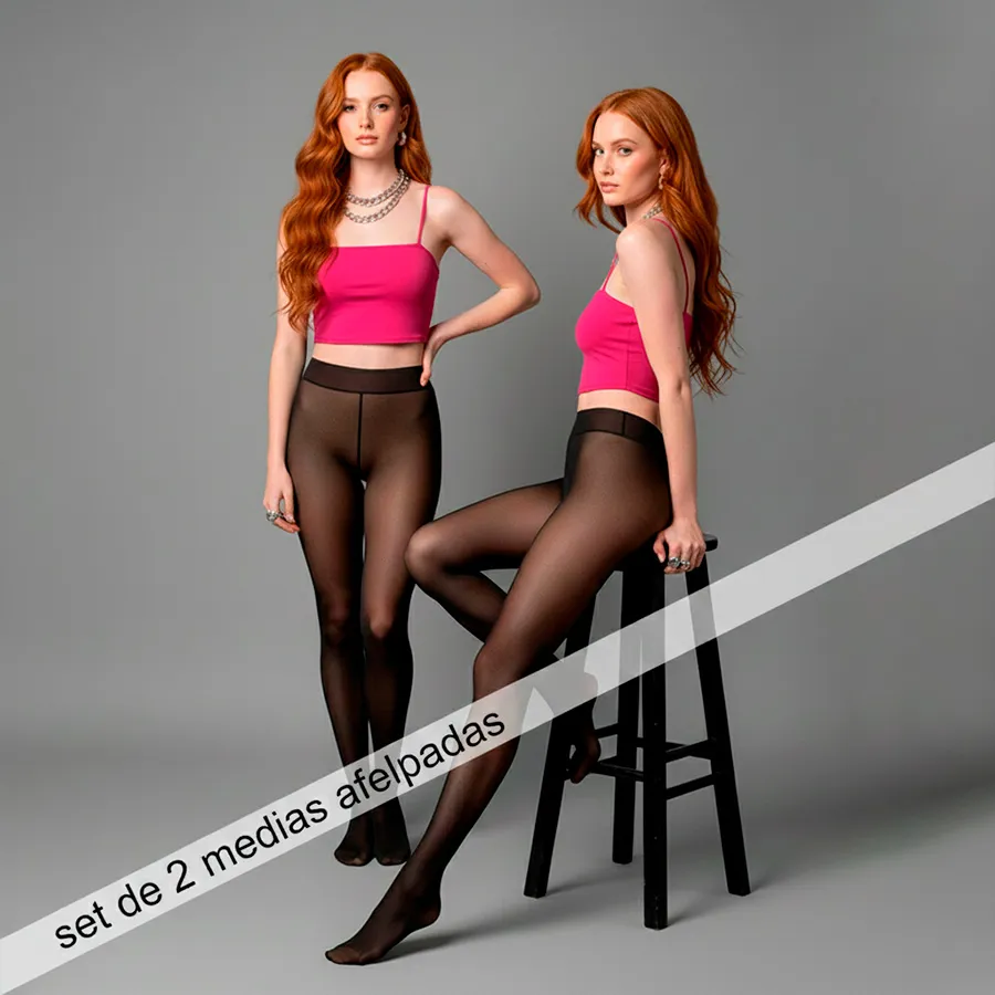 3307-UNI-NEGRO SET DE 2 MEDIAS 6290